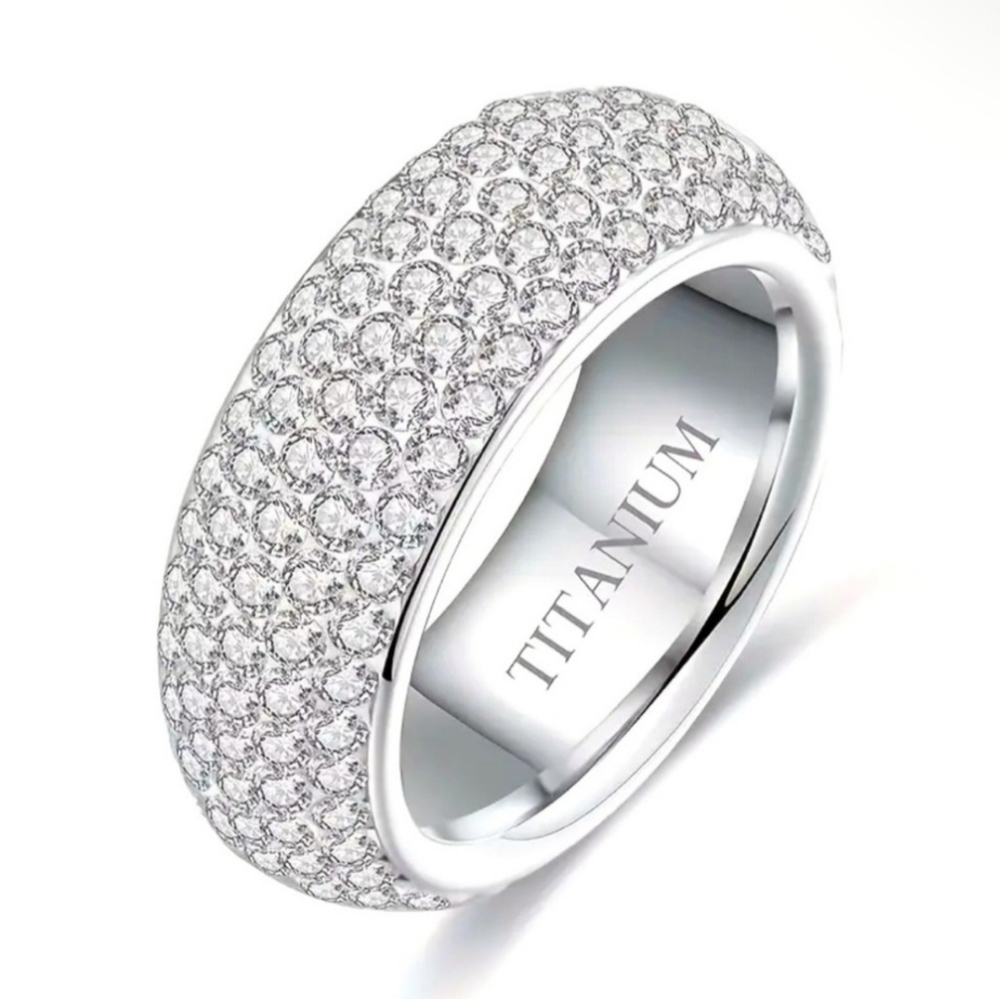 Titanium StainlessSteel w/Endless rhinestone band Christmas Ready in box!